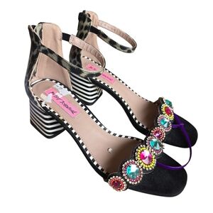 Betsey Johnson Black and Jewel-Toned Heels